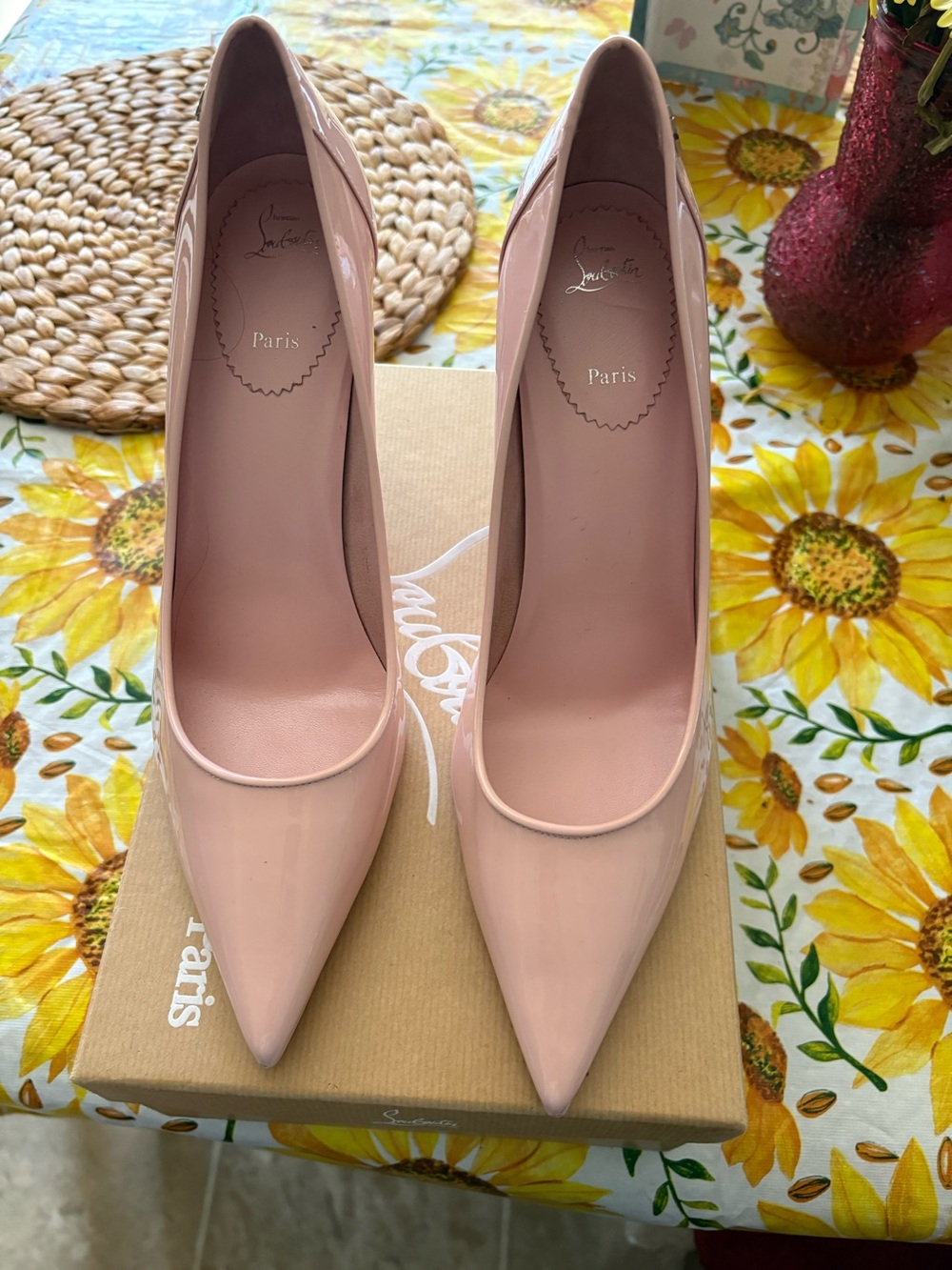Christian Louboutin Blush Patent Pointed-Toe Stilettos